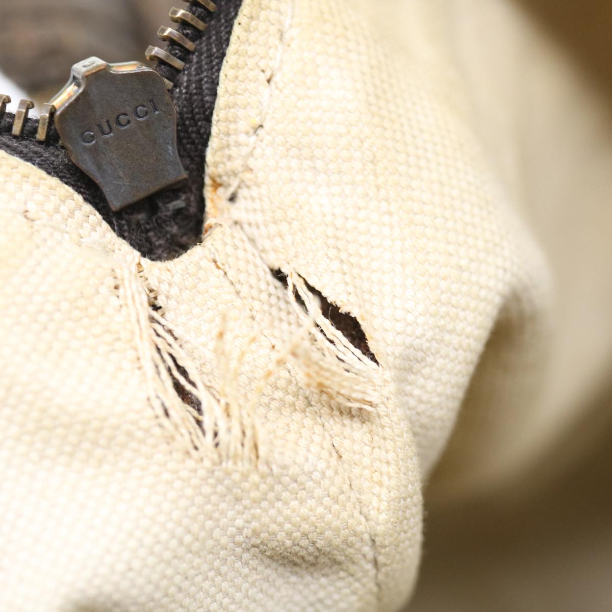 GUCCI GG Canvas Bamboo Hand Bag Beige 339002 72514