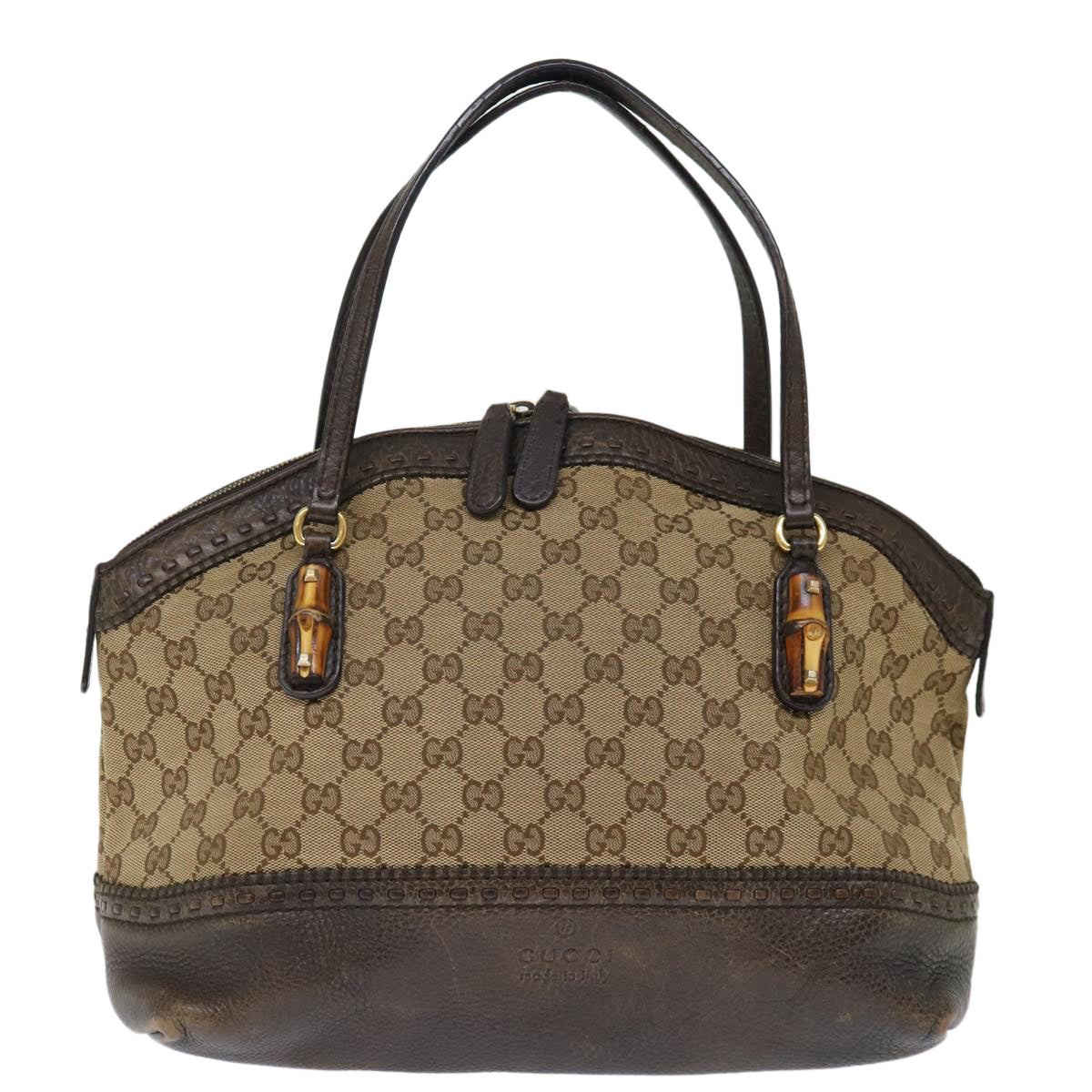 GUCCI GG Canvas Bamboo Hand Bag Beige 339002 72514
