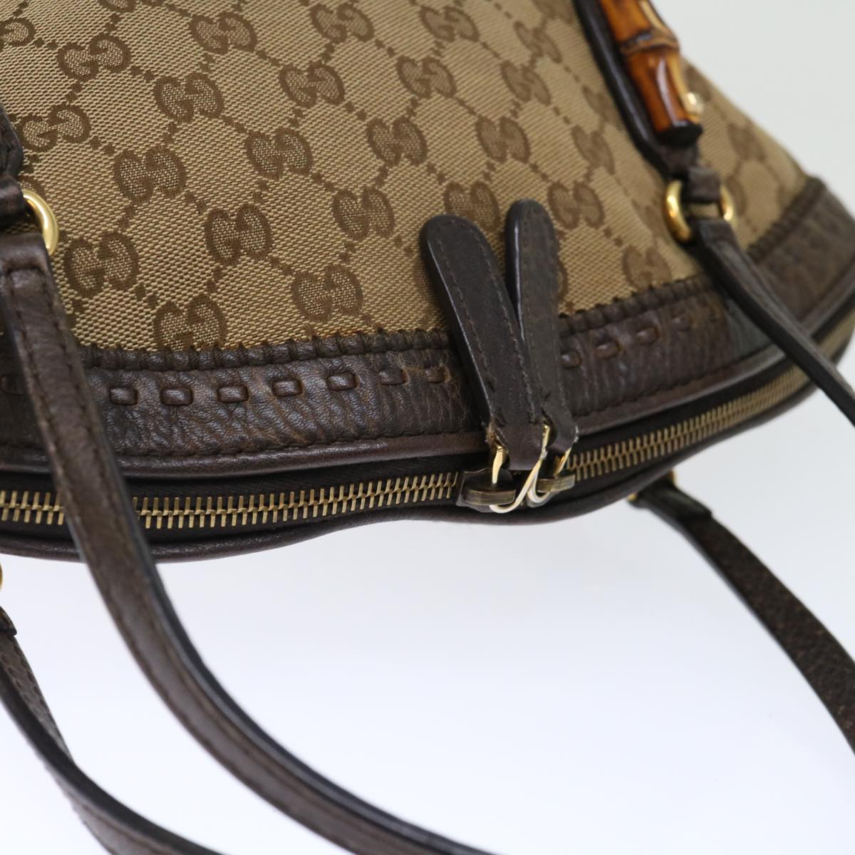 GUCCI GG Canvas Bamboo Hand Bag Beige 339002 72514