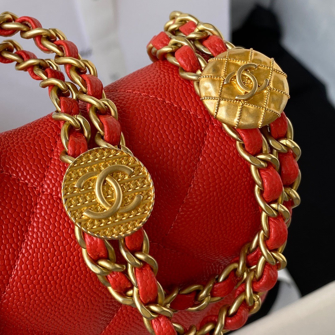 CHLMini GlamIap Bag With Top Handle Gold Hardware Red For Women Handbags, Shoulder Bags 7.9in/20cm AS2431Ã‚Â 