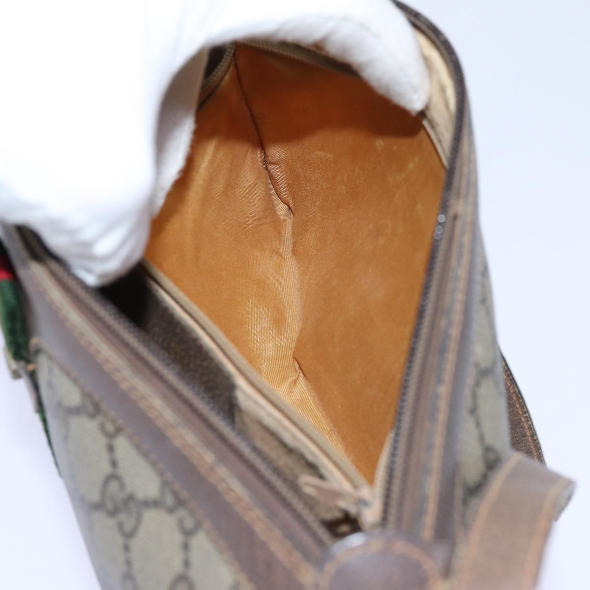 GUCCI GG Canvas Web Sherry Line Shoulder Bag PVC Beige Green Red 72543