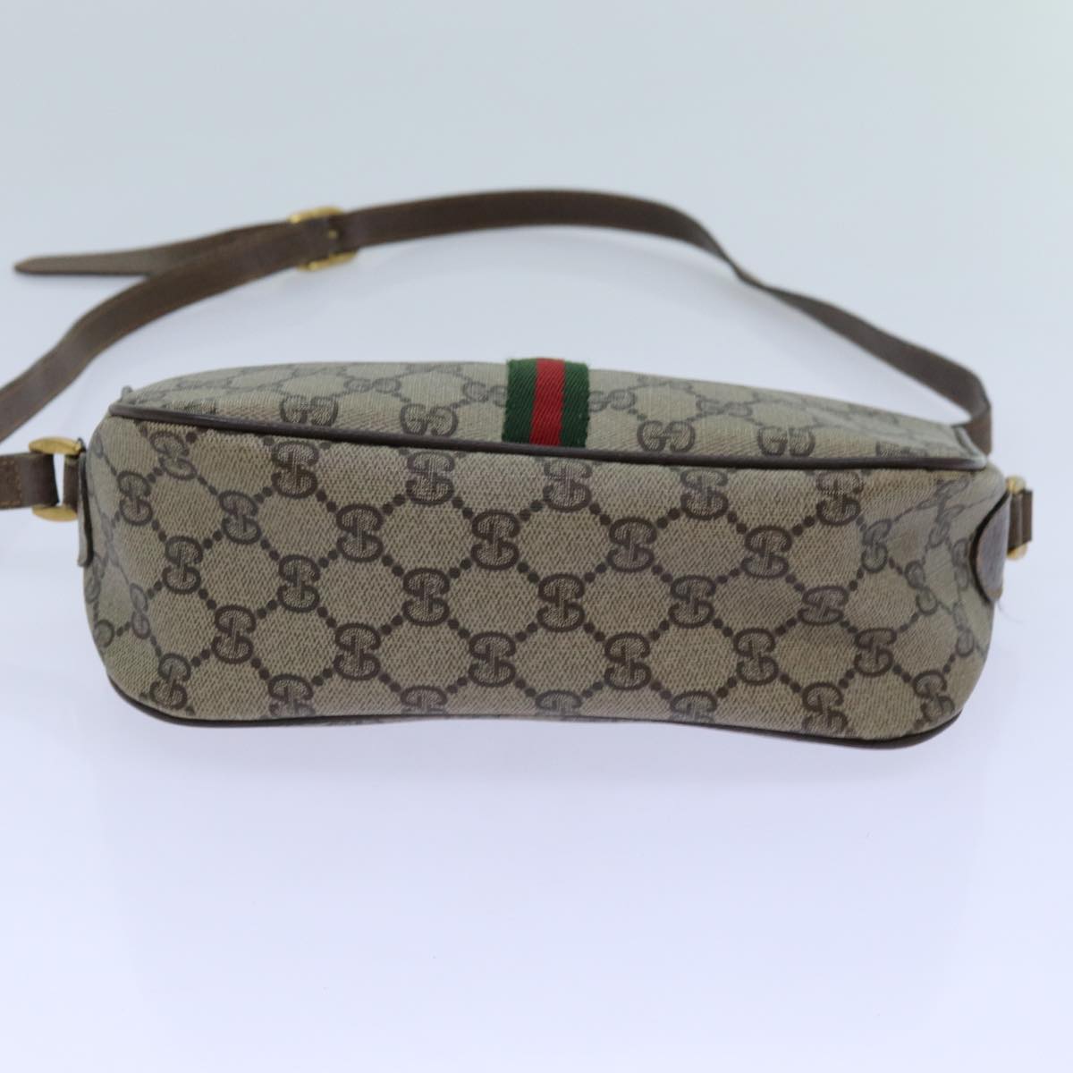 GUCCI GG Canvas Web Sherry Line Shoulder Bag PVC Beige Green Red 72543