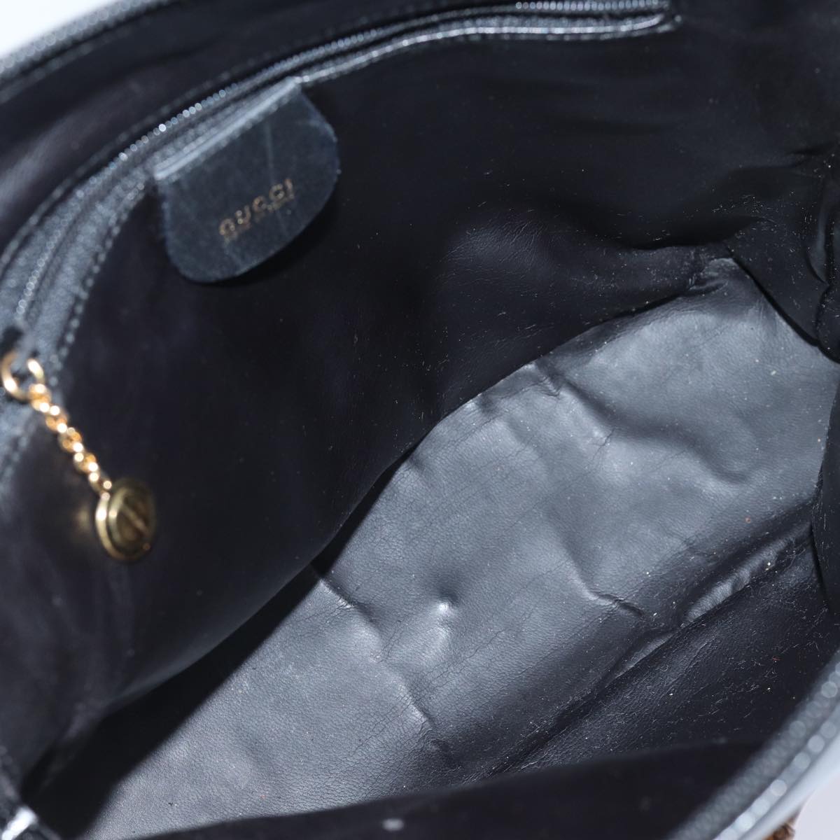 GUCCI Bamboo Hand Bag Leather 2way Black 72549