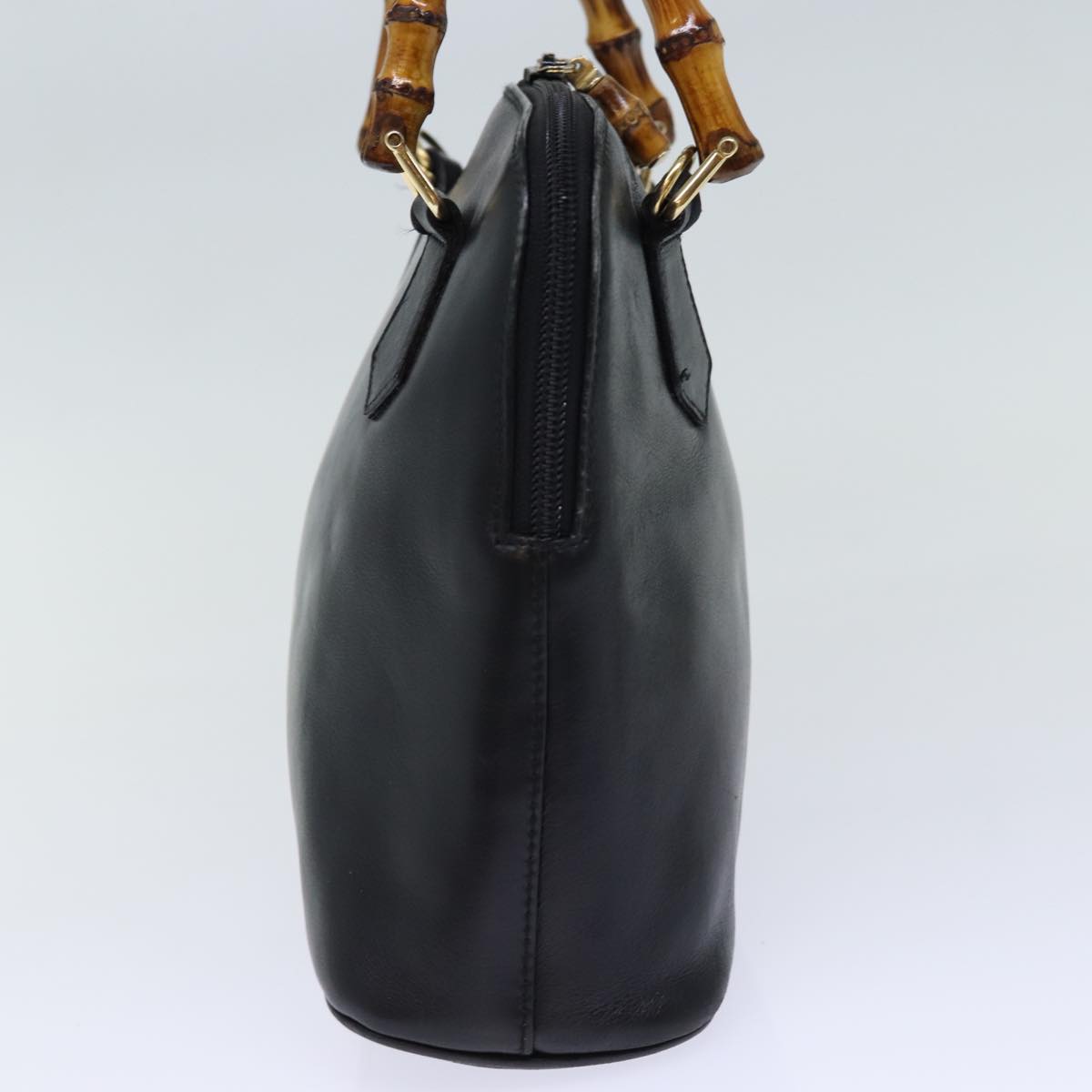 GUCCI Bamboo Hand Bag Leather 2way Black 72549