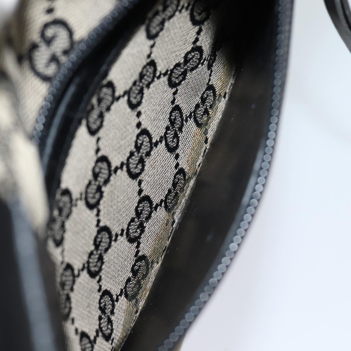 GUCCI GG Canvas Tote Bag Beige Black 72574