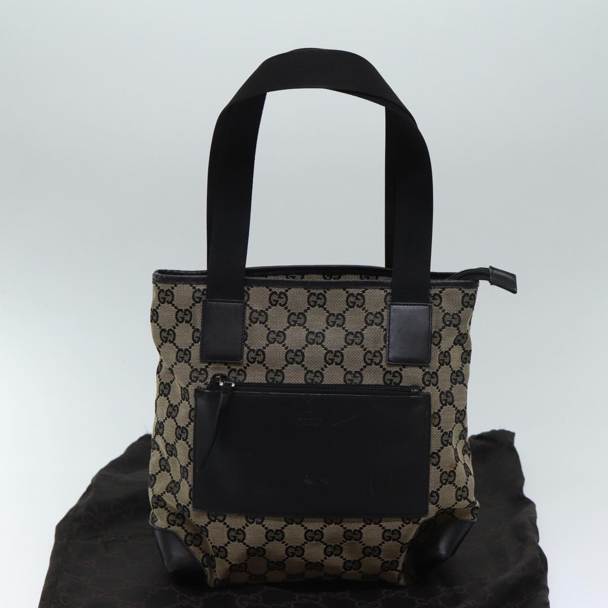 GUCCI GG Canvas Tote Bag Beige Black 72574