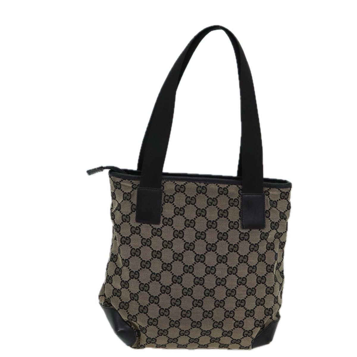 GUCCI GG Canvas Tote Bag Beige Black 72574