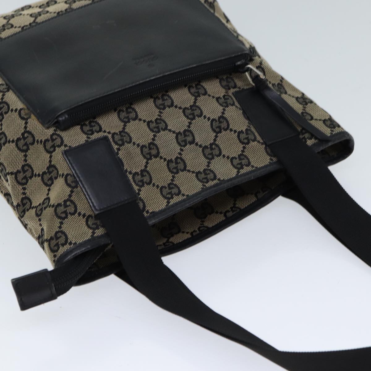 GUCCI GG Canvas Tote Bag Beige Black 72574
