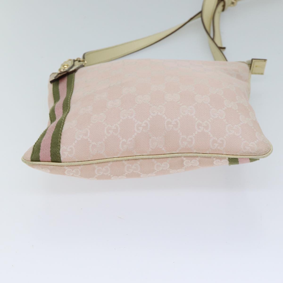 GUCCI GG Canvas Sherry Line Shoulder Bag Pink Khaki 144388 72593
