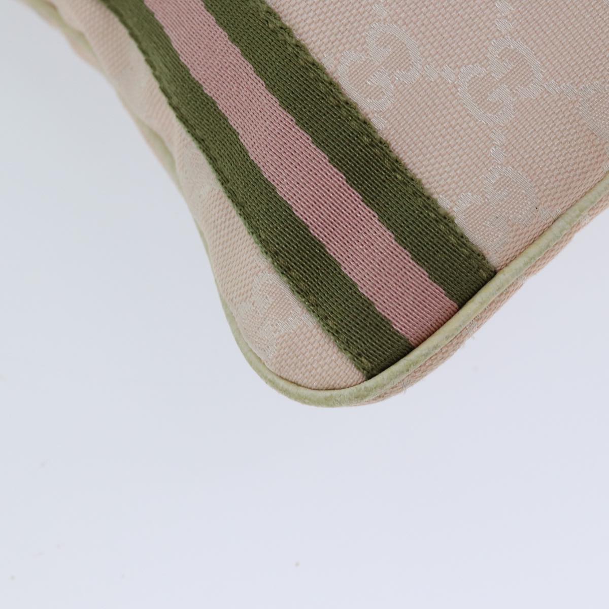 GUCCI GG Canvas Sherry Line Shoulder Bag Pink Khaki 144388 72593