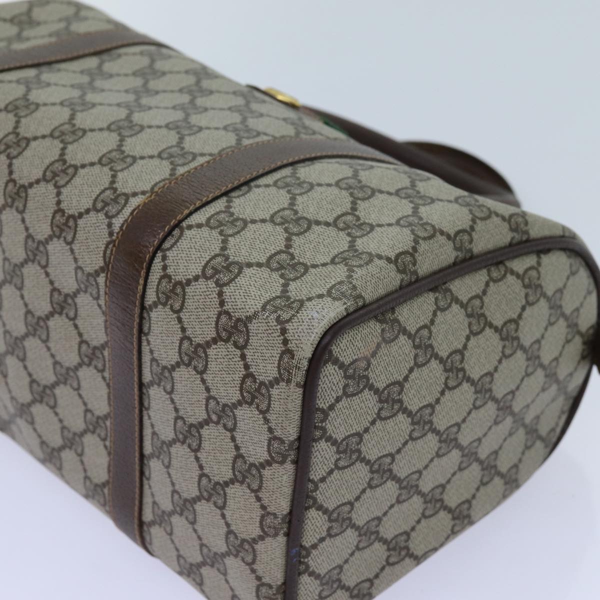 GUCCI GG Canvas Web Sherry Line Boston Bag PVC Beige Green Red 72596
