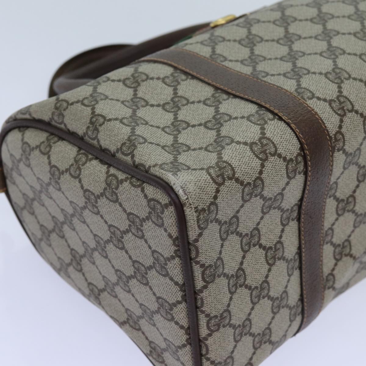 GUCCI GG Canvas Web Sherry Line Boston Bag PVC Beige Green Red 72596