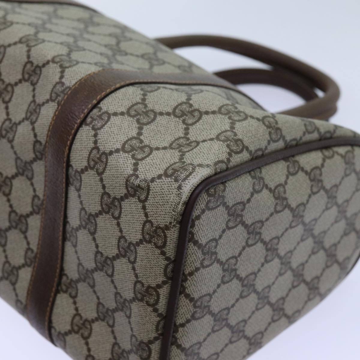 GUCCI GG Canvas Web Sherry Line Boston Bag PVC Beige Green Red 72596