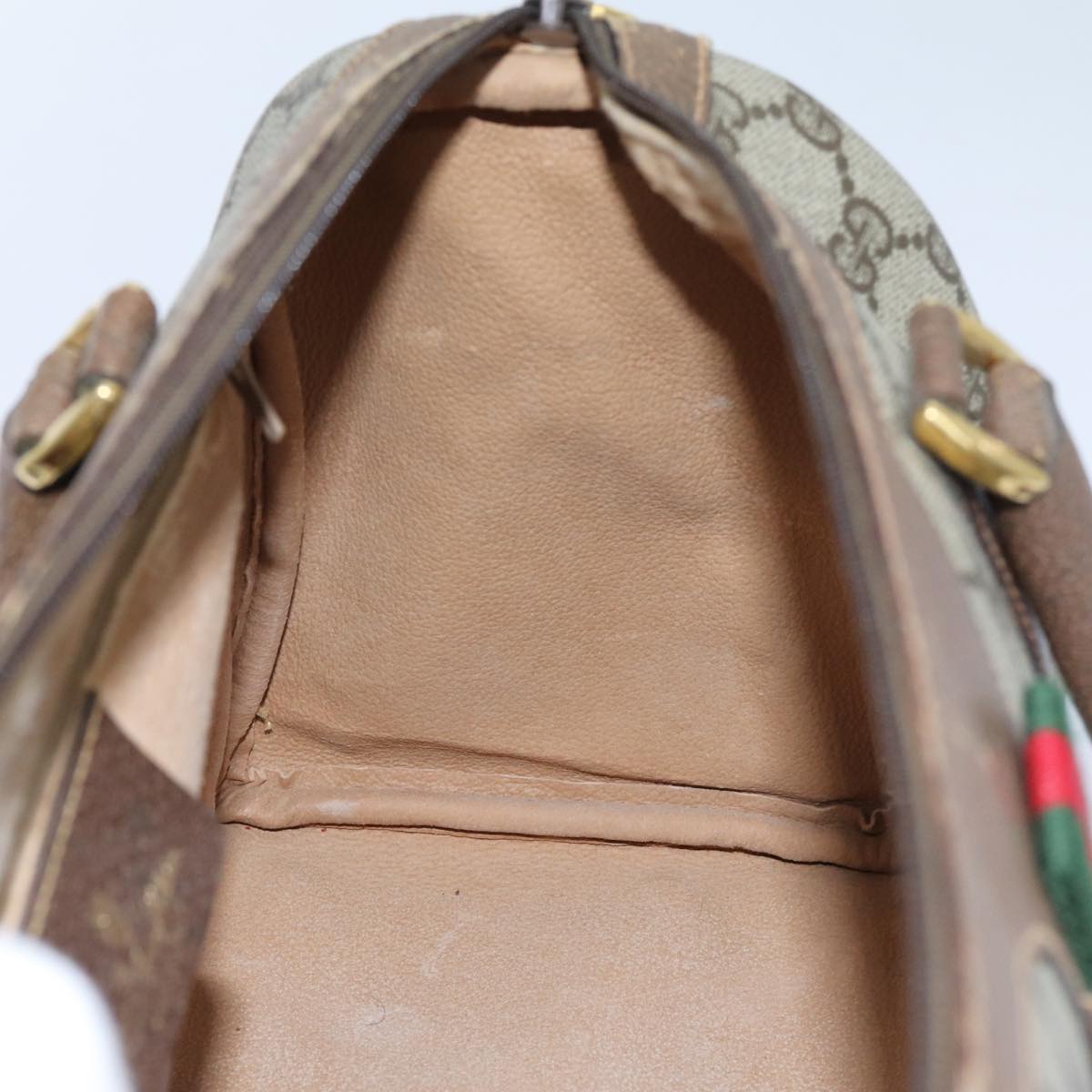 GUCCI GG Canvas Web Sherry Line Boston Bag PVC Beige Green Red 72596