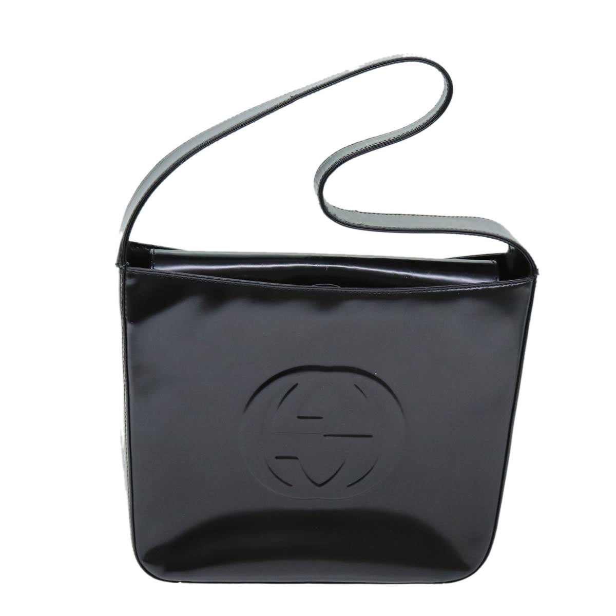 GUCCI Interlocking Shoulder Bag Enamel Black 000 0506 72605