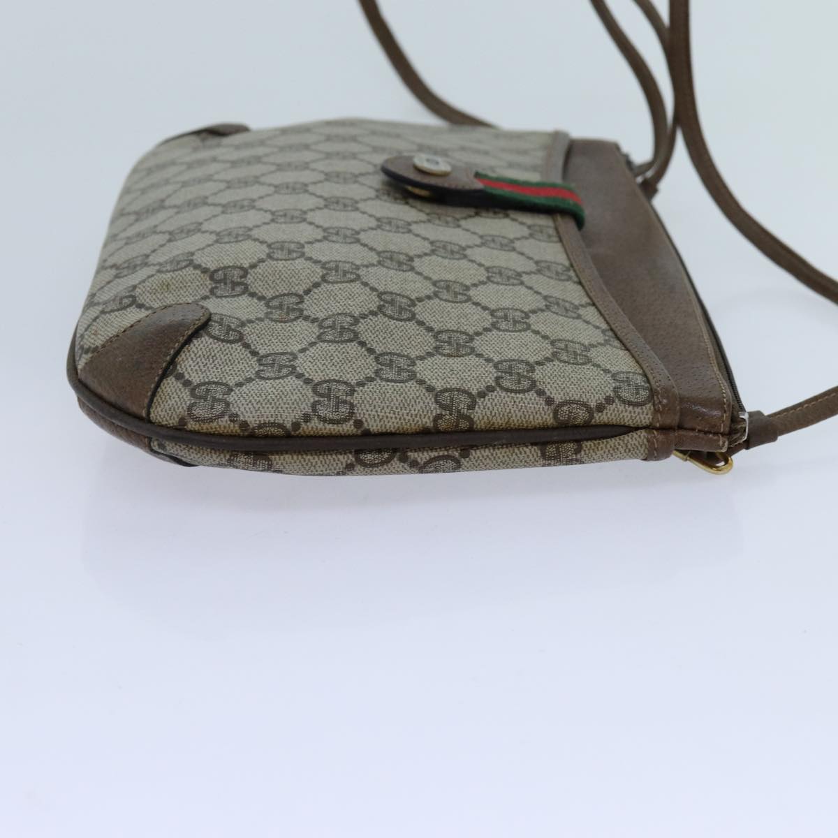 GUCCI GG Supreme Web Sherry Line Shoulder Bag Beige Green 904 02 026 72608