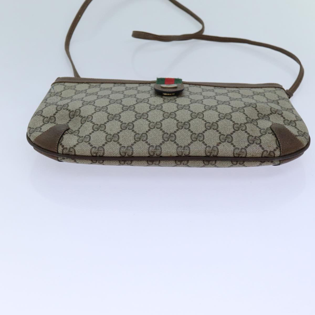 GUCCI GG Supreme Web Sherry Line Shoulder Bag Beige Green 904 02 026 72608