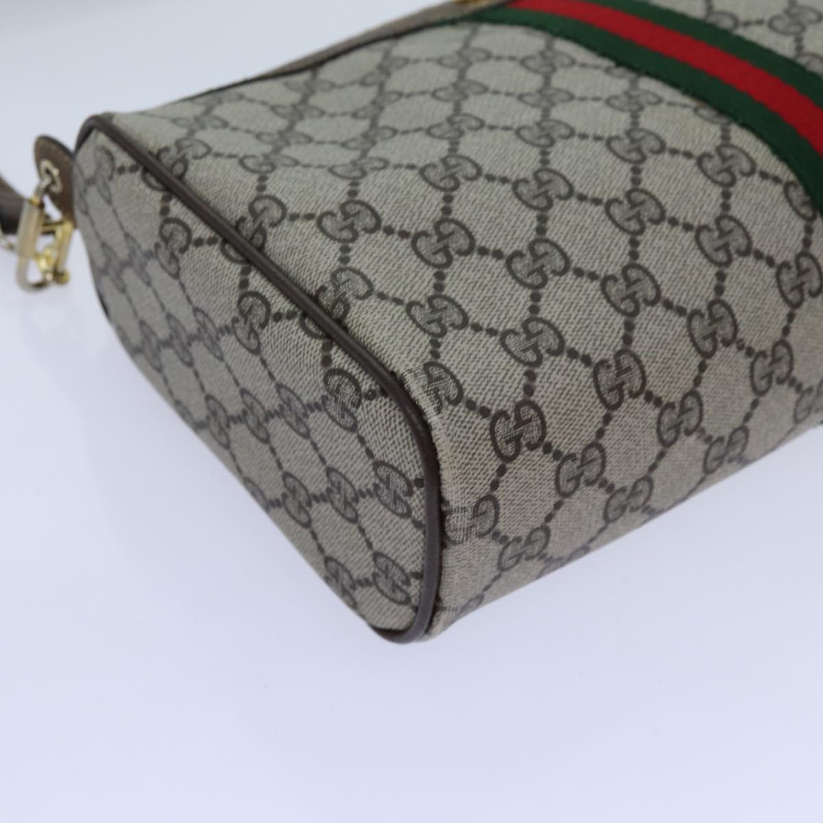 GUCCI GG Canvas Web Sherry Line Shoulder Bag PVC Beige Green Red 72609