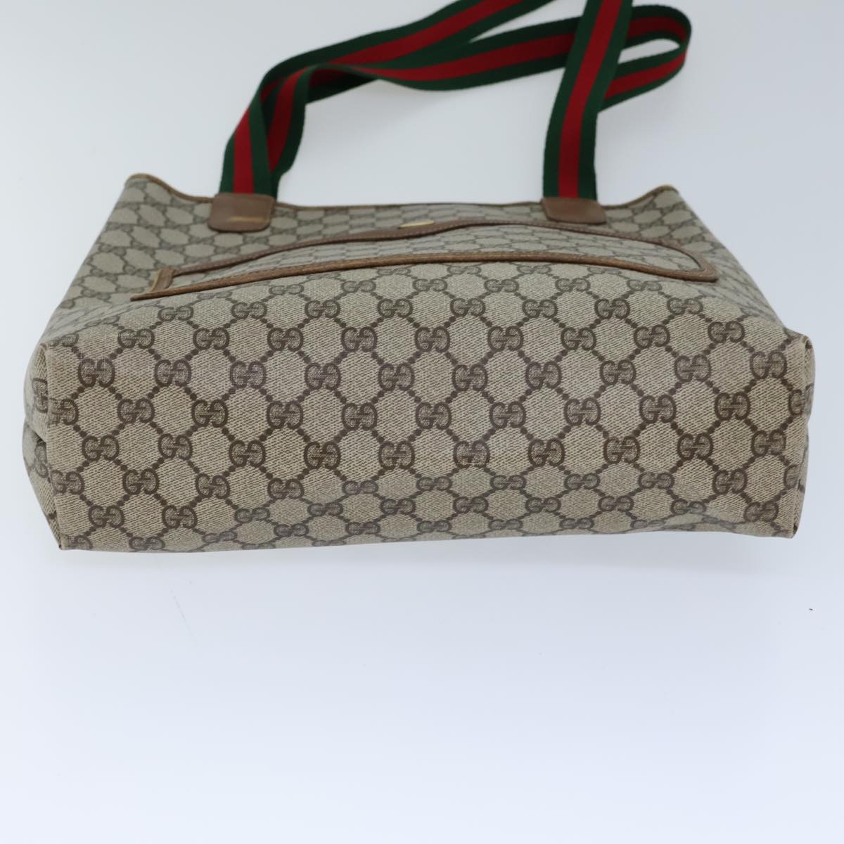 GUCCI GG Supreme Web Sherry Line Tote Bag PVC Beige Red 39 02 003 72637