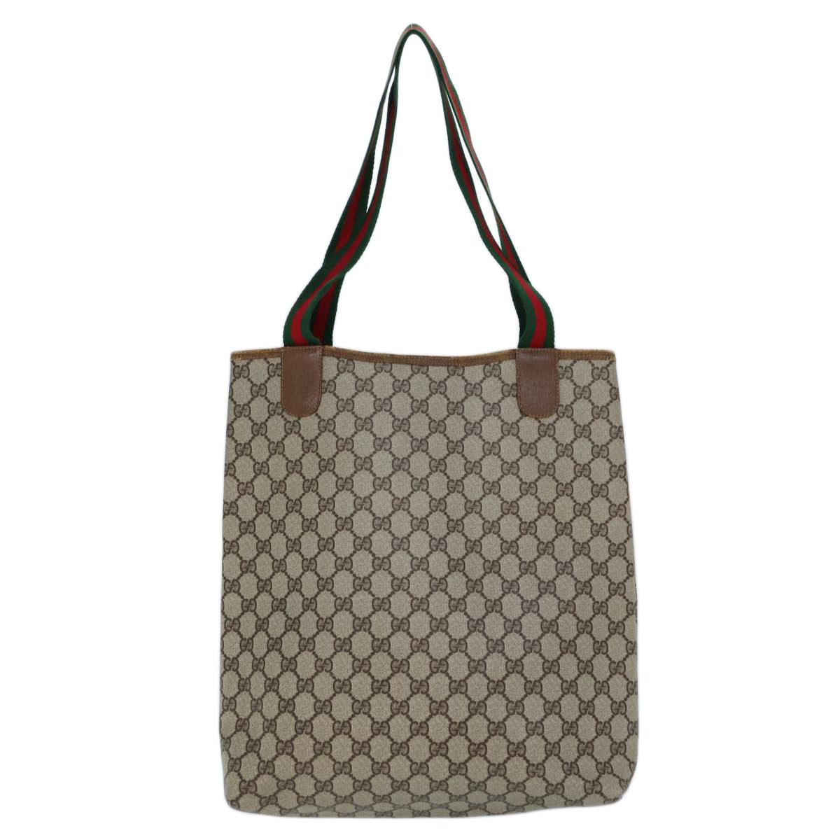GUCCI GG Supreme Web Sherry Line Tote Bag PVC Beige Red 39 02 003 72637