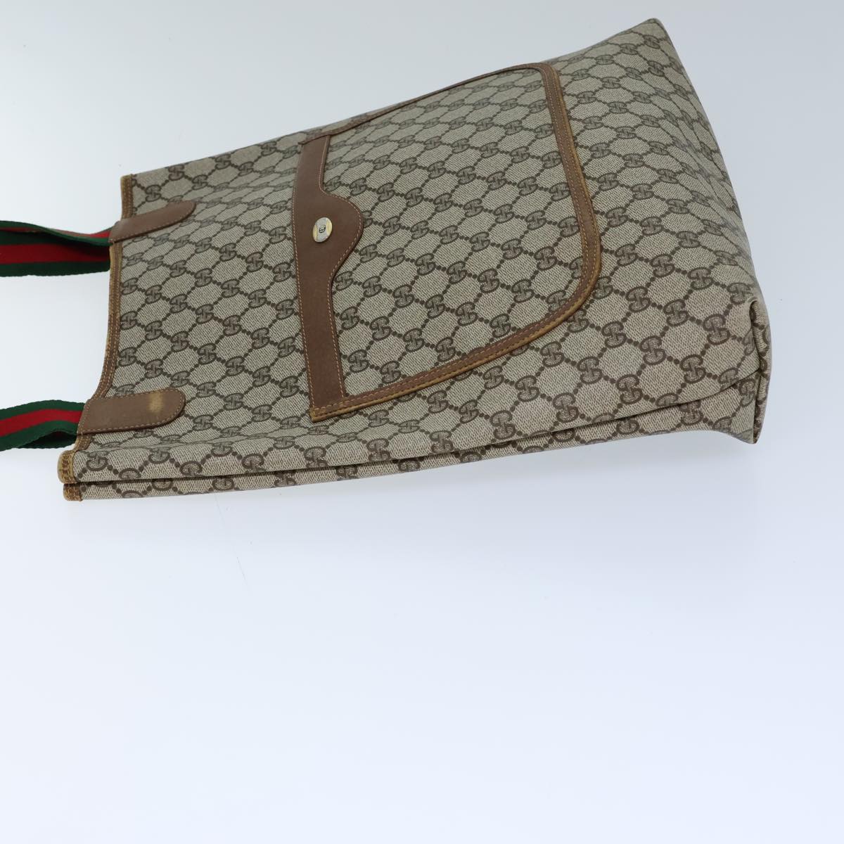 GUCCI GG Supreme Web Sherry Line Tote Bag PVC Beige Red 39 02 003 72637