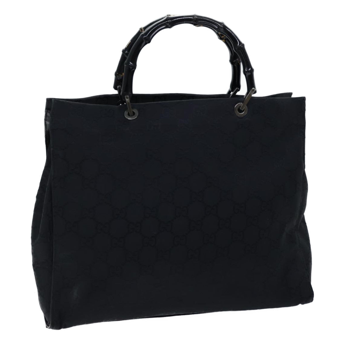 GUCCI Bamboo GG Canvas Hand Bag Nylon Black 002 1015 72641