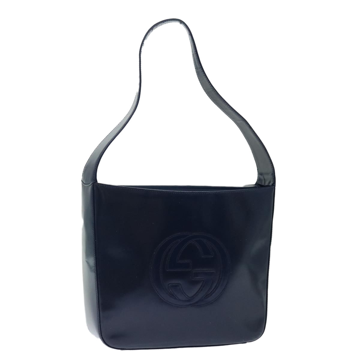 GUCCI Interlocking Shoulder Bag Enamel Navy 72657
