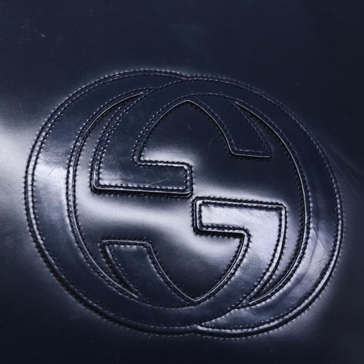 GUCCI Interlocking Shoulder Bag Enamel Navy 72657