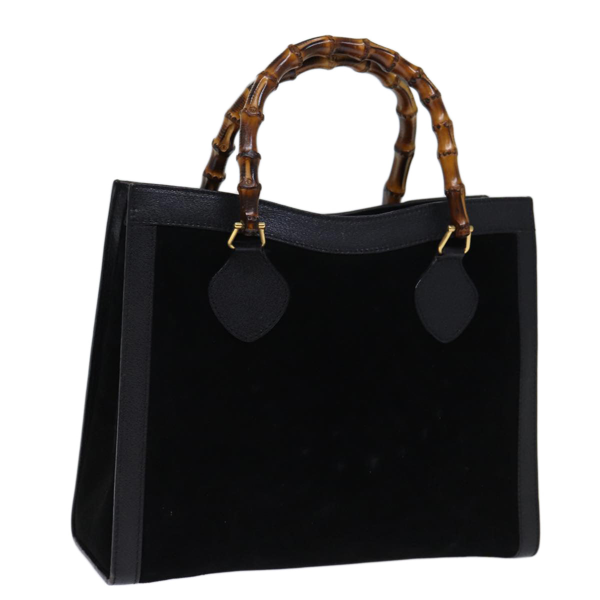 GUCCI Bamboo Hand Bag Suede Black 002 853 0260 72721