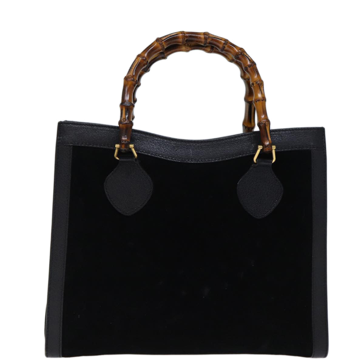 GUCCI Bamboo Hand Bag Suede Black 002 853 0260 72721