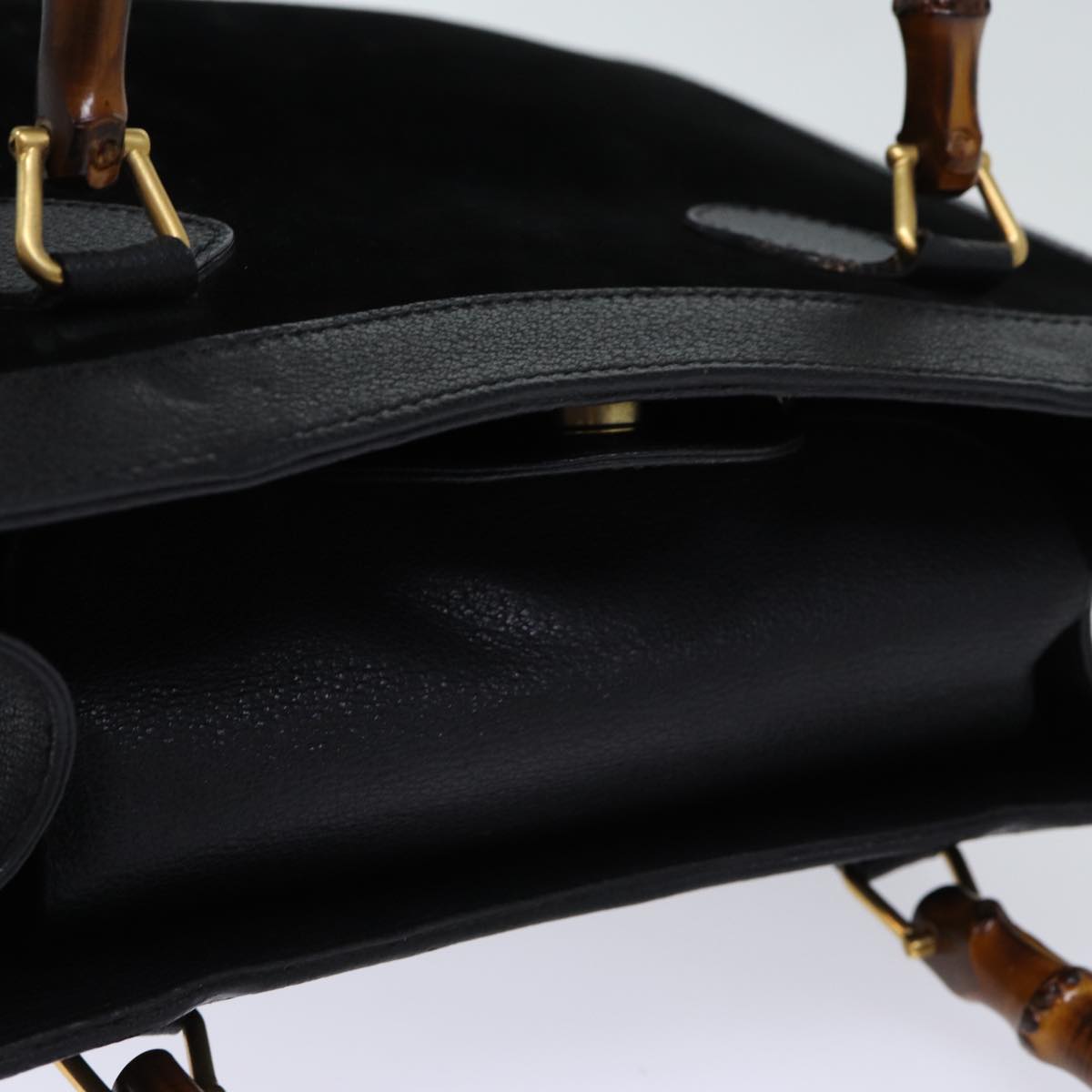 GUCCI Bamboo Hand Bag Suede Black 002 853 0260 72721