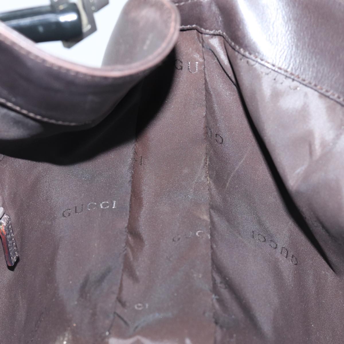 GUCCI Bamboo Hand Bag Leather 2way Brown 0011577 72734