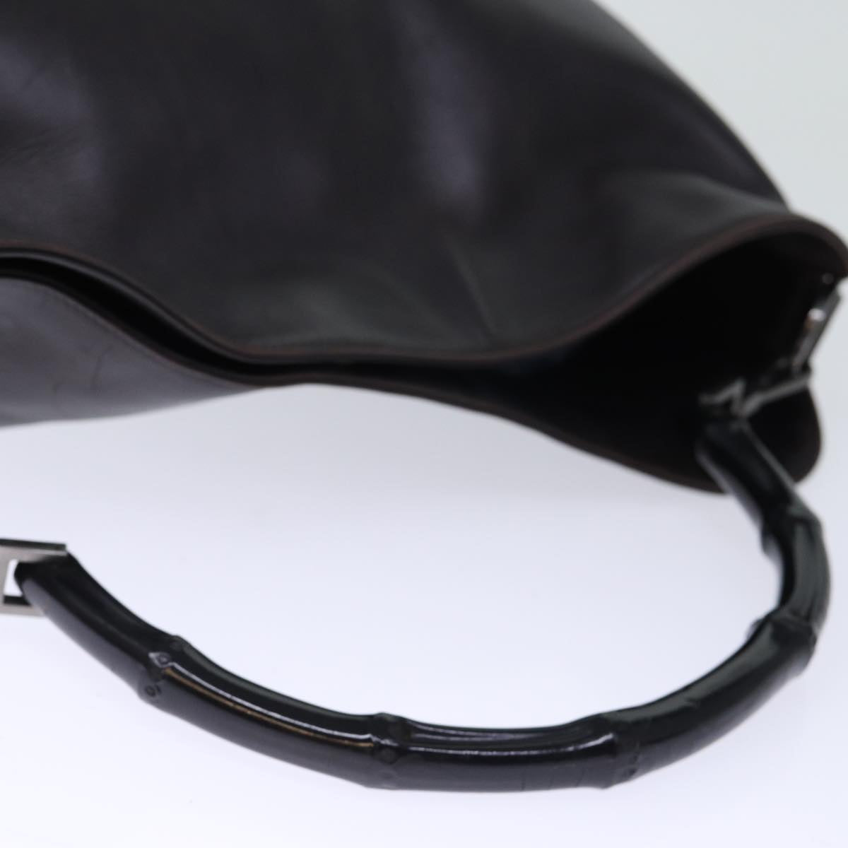 GUCCI Bamboo Hand Bag Leather 2way Brown 0011577 72734