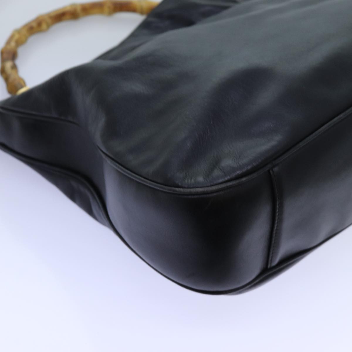 GUCCI Bamboo Hand Bag Leather 2way Black 001 1638 72735