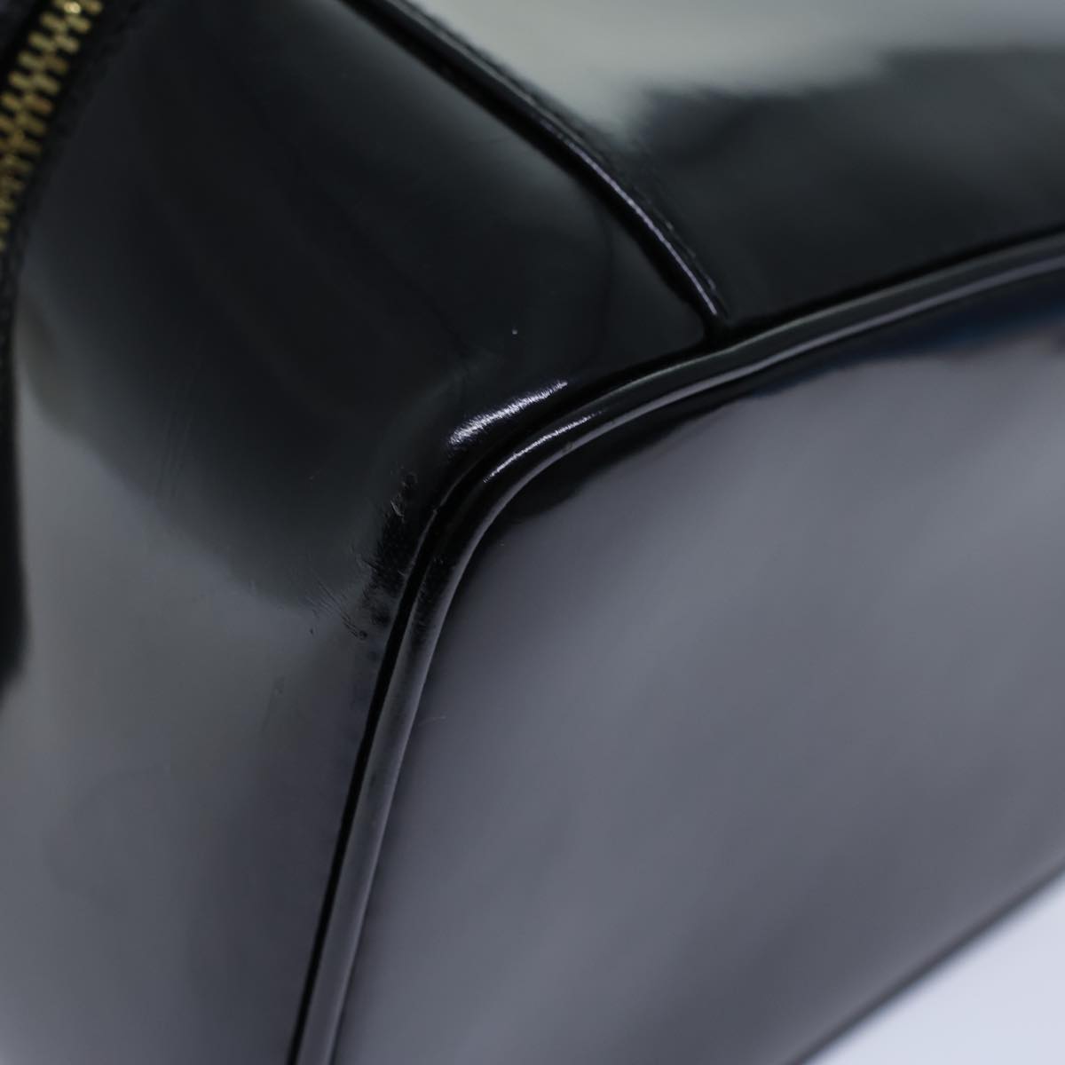 GUCCI Bamboo Vanity Cosmetic Pouch Patent leather Black 72757