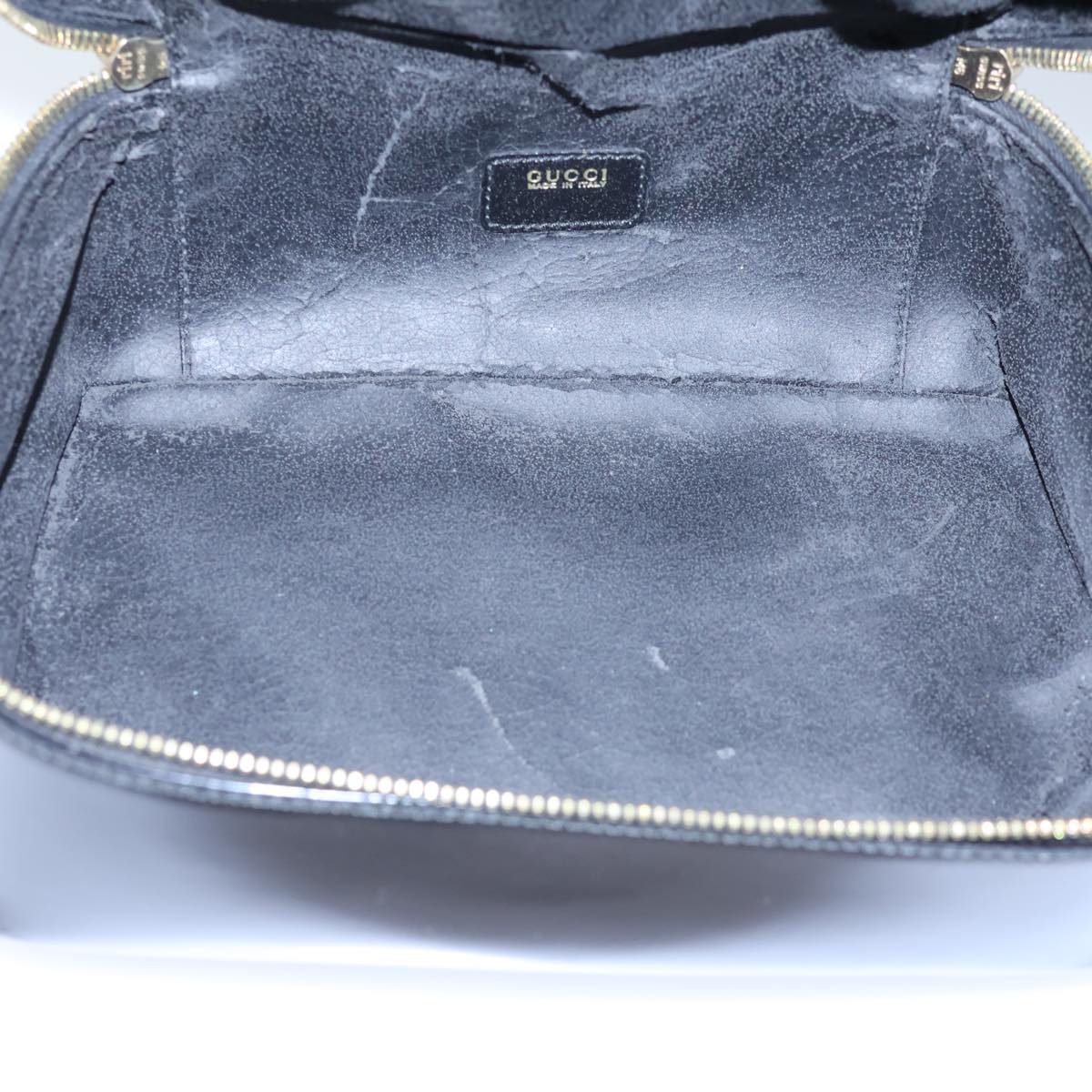 GUCCI Bamboo Vanity Cosmetic Pouch Patent leather Black 72757
