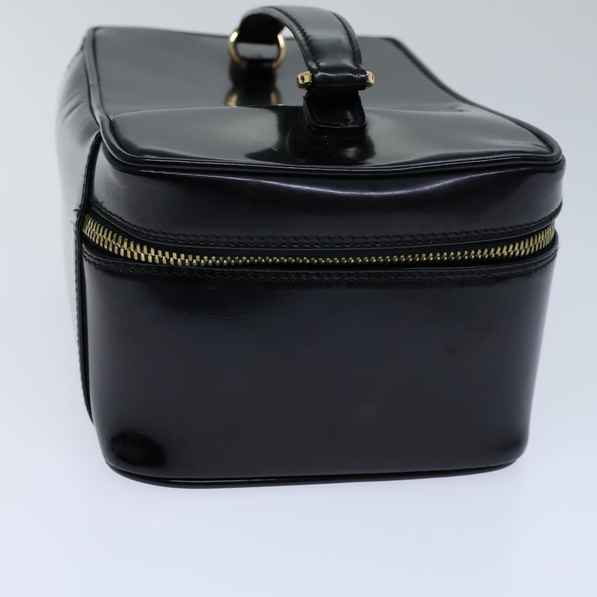 GUCCI Bamboo Vanity Cosmetic Pouch Patent leather Black 72757