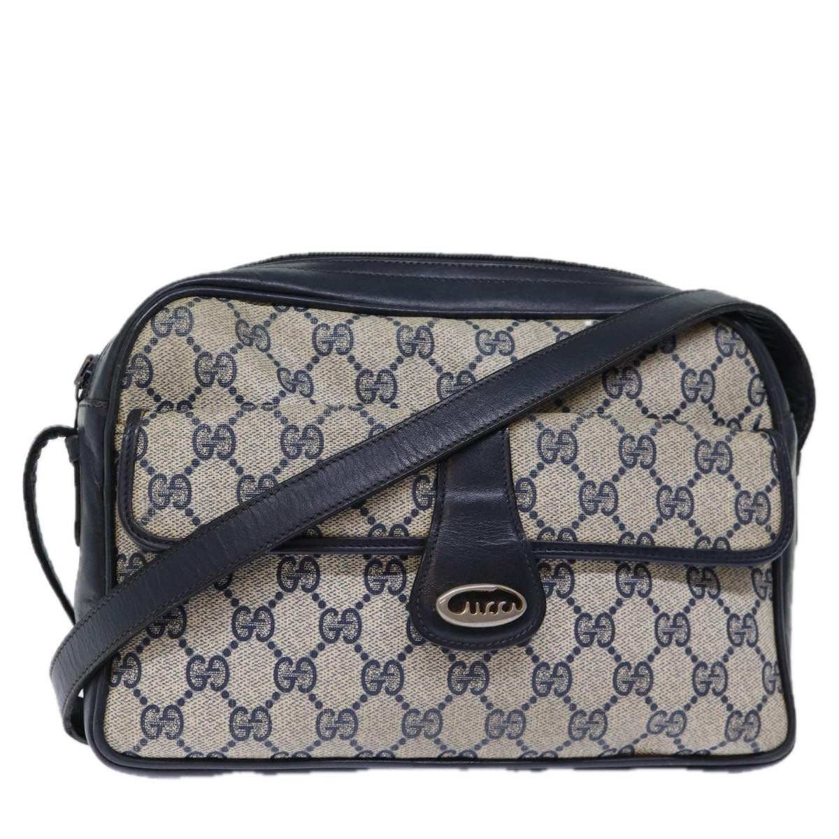 GUCCI GG Canvas Shoulder Bag PVC Navy 72758