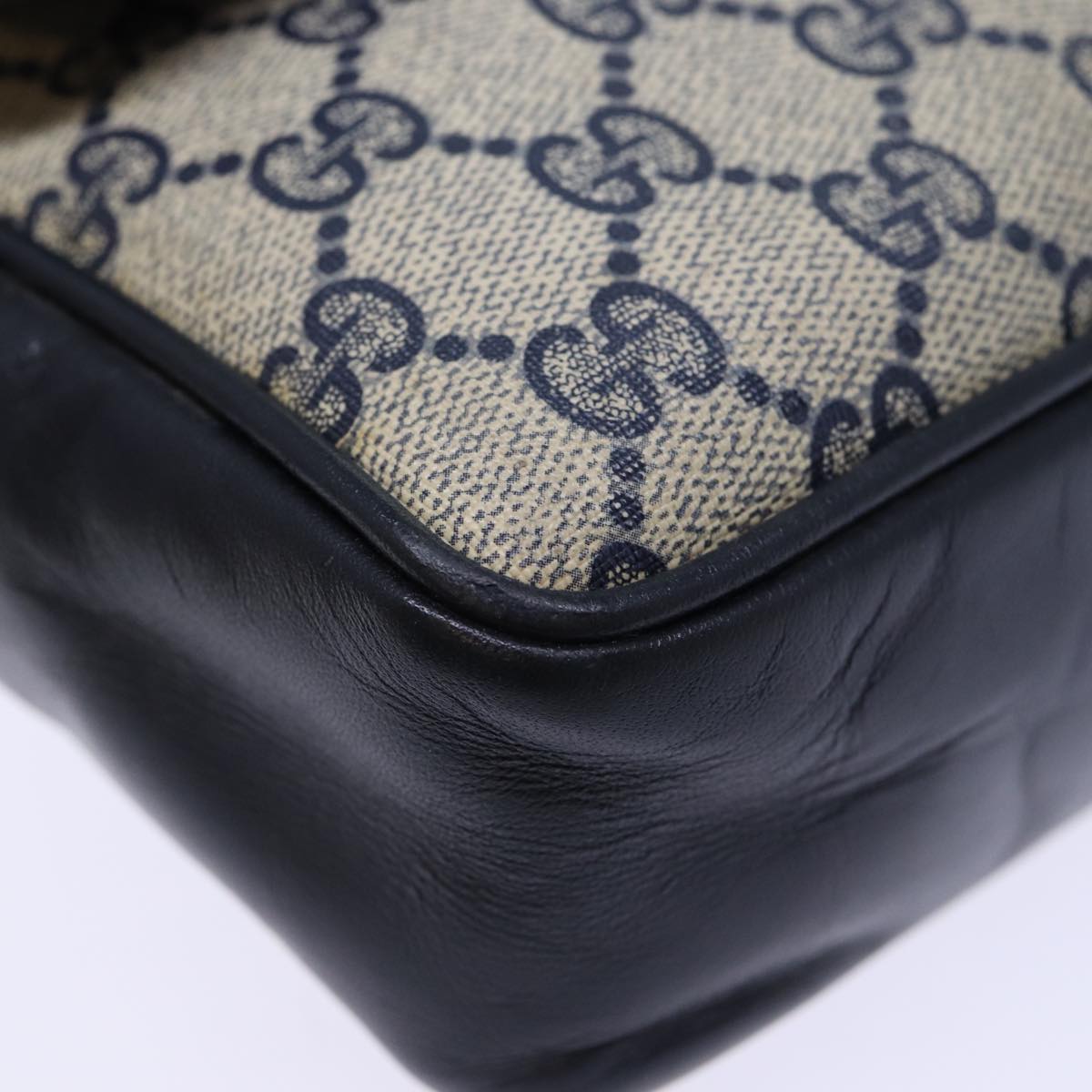 GUCCI GG Canvas Shoulder Bag PVC Navy 72758