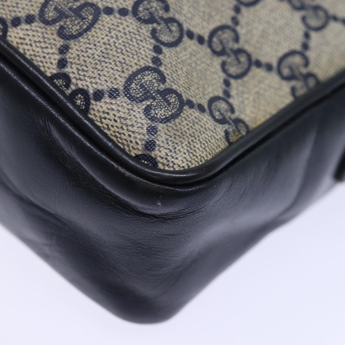 GUCCI GG Canvas Shoulder Bag PVC Navy 72758