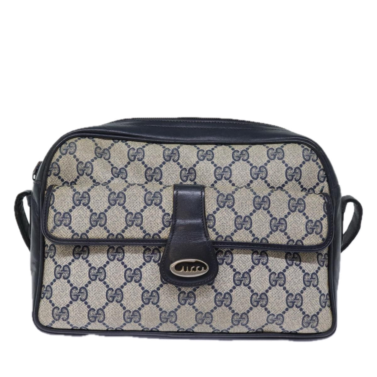 GUCCI GG Canvas Shoulder Bag PVC Navy 72758