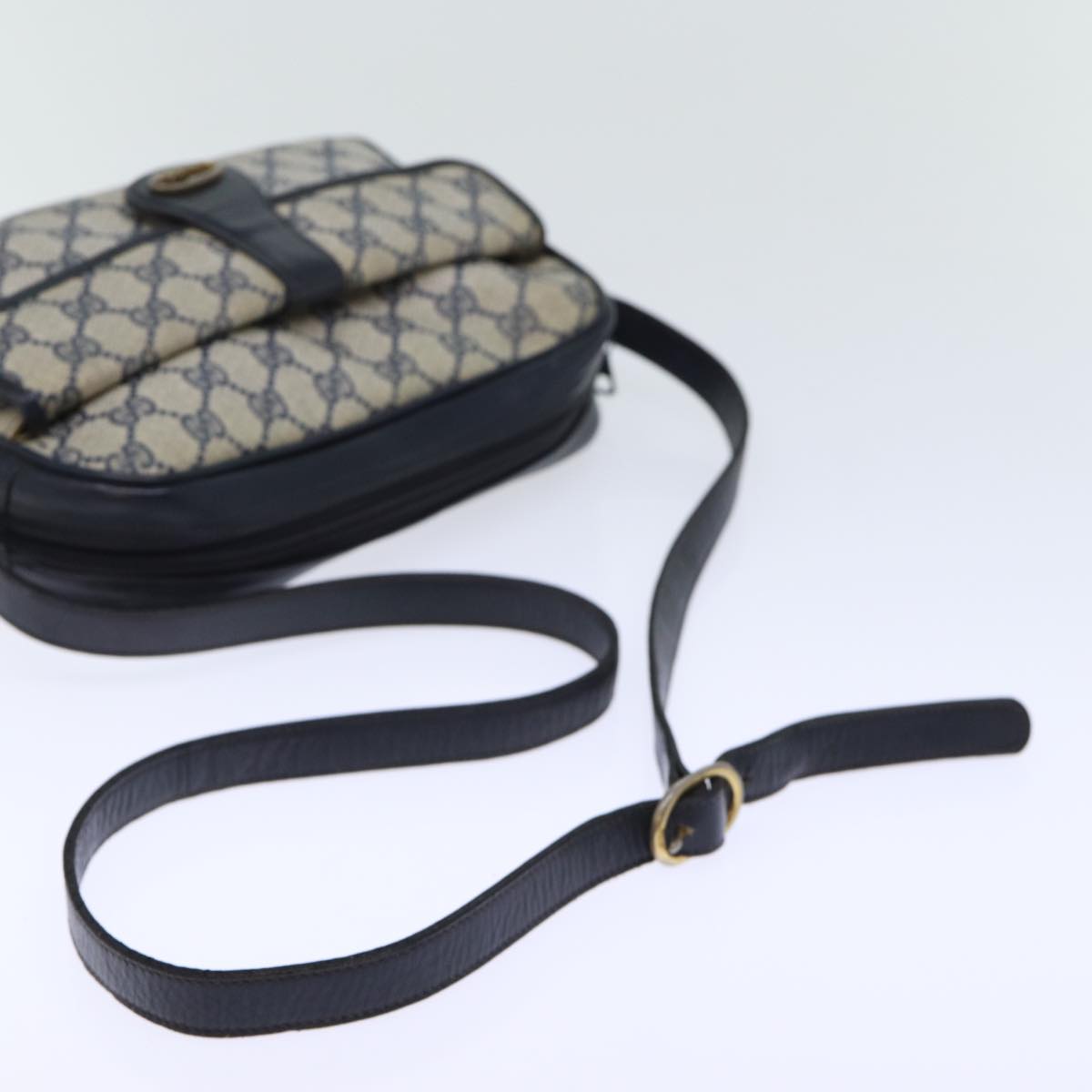 GUCCI GG Canvas Shoulder Bag PVC Navy 72758