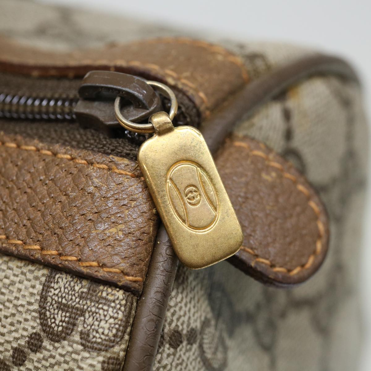 GUCCI GG Canvas Web Sherry Line Boston Bag PVC Beige Green Red 72785