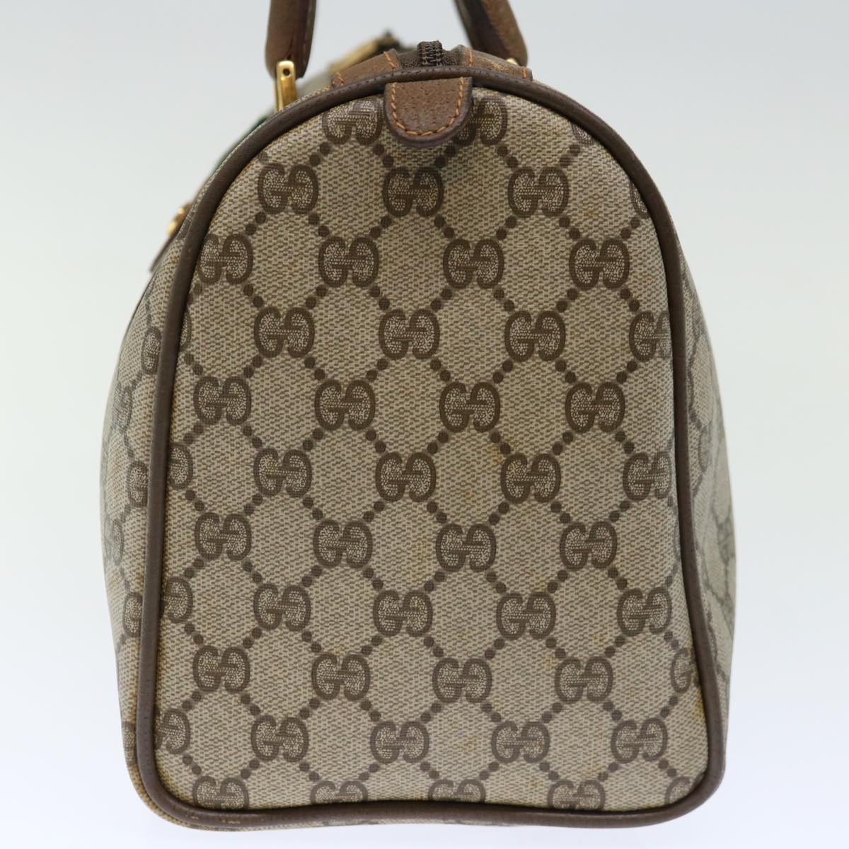 GUCCI GG Canvas Web Sherry Line Boston Bag PVC Beige Green Red 72785