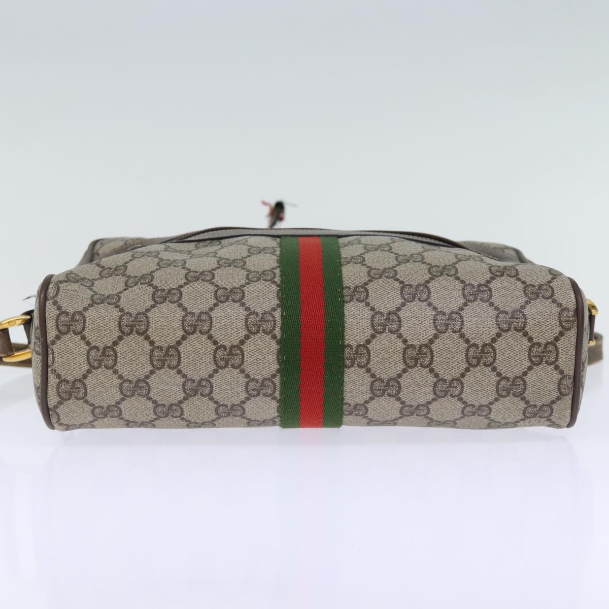 GUCCI GG Canvas Web Sherry Line Shoulder Bag PVC Beige Green Red 72787