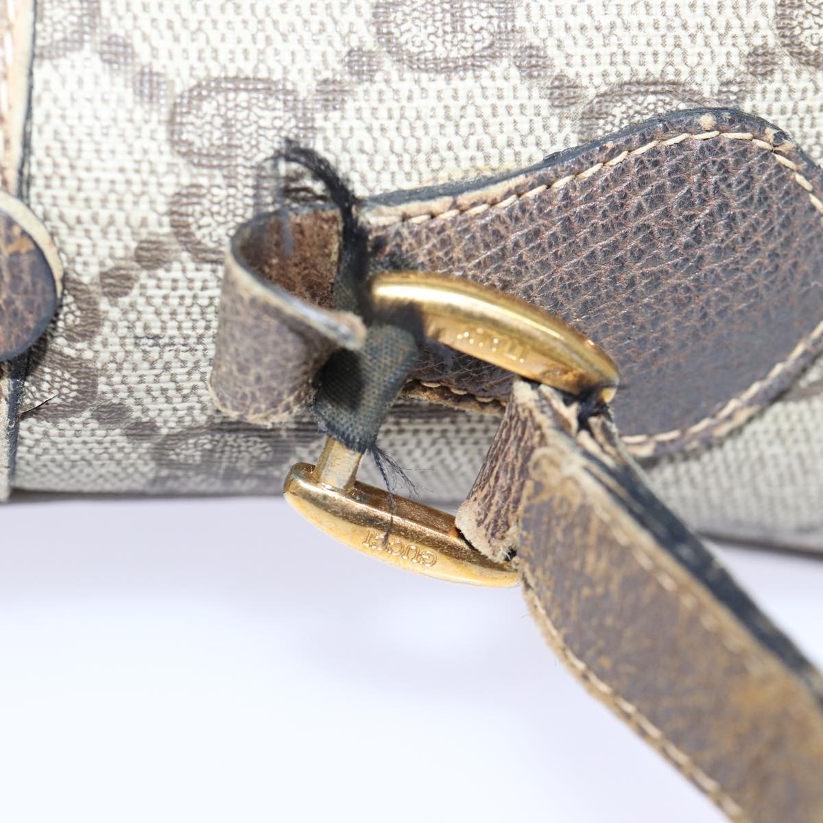 GUCCI GG Canvas Web Sherry Line Shoulder Bag PVC Beige Green Red 72787