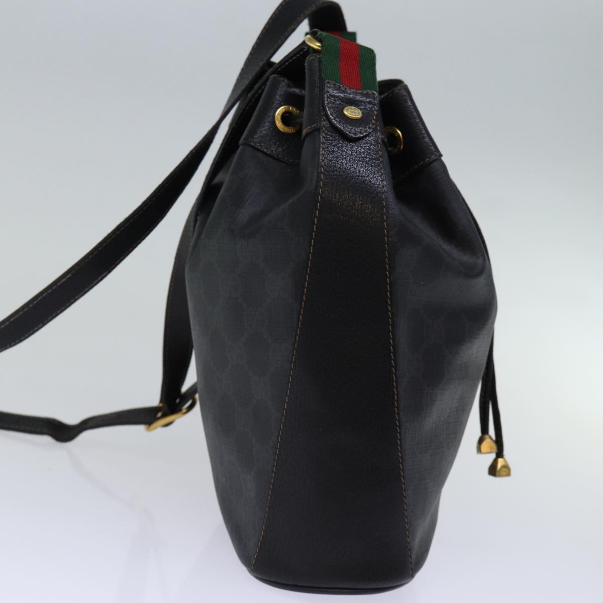 GUCCI GG Canvas Web Sherry Line Shoulder Bag PVC Black Green Red 72789