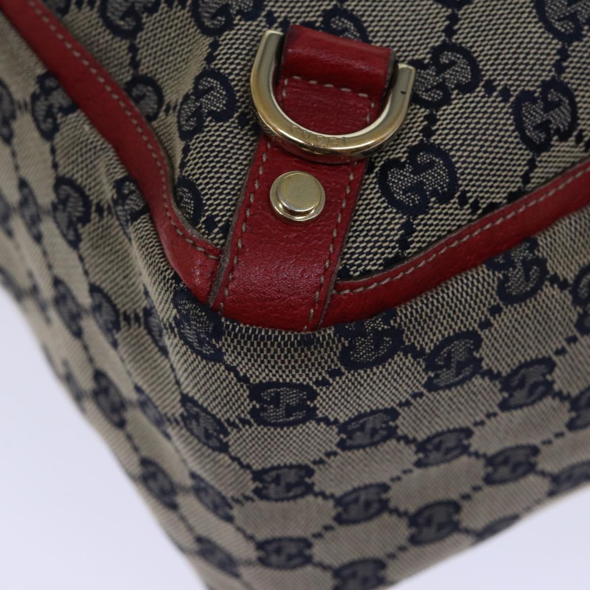 GUCCI GG Canvas Abbey Tote Bag Navy Red 72790
