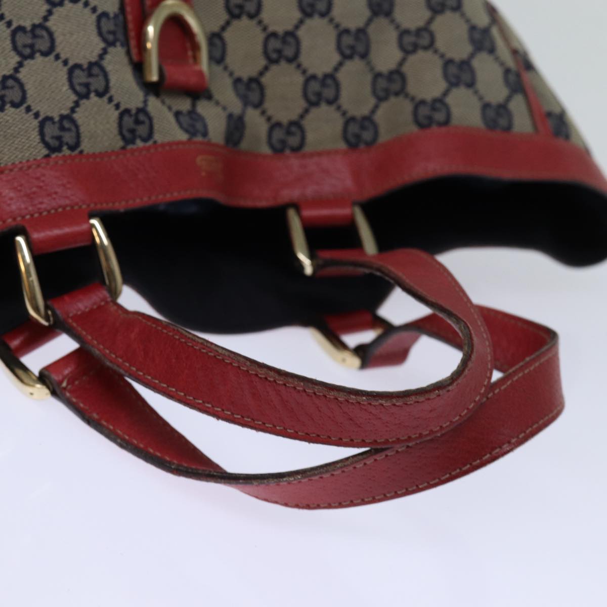 GUCCI GG Canvas Abbey Tote Bag Navy Red 72790