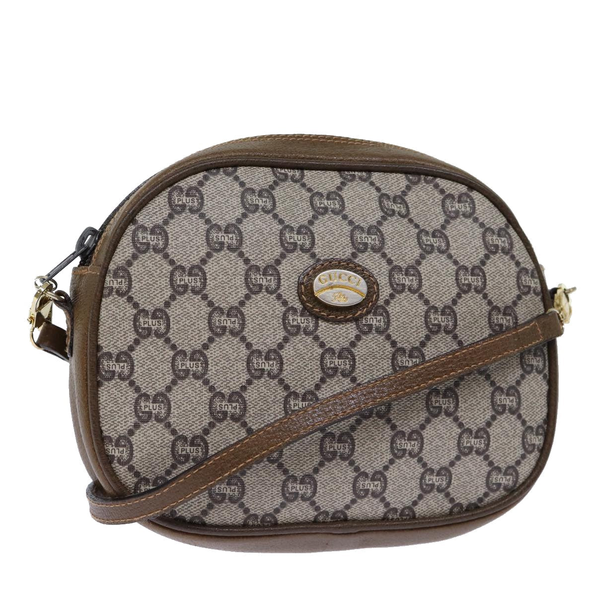 GUCCI GG PLUS Canvas Shoulder Bag PVC Beige 72812